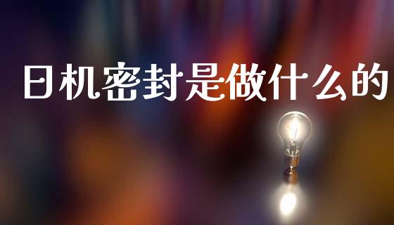 日机密封是做什么的_https://wap.fcdydaikuan.com_理财顾问_第1张