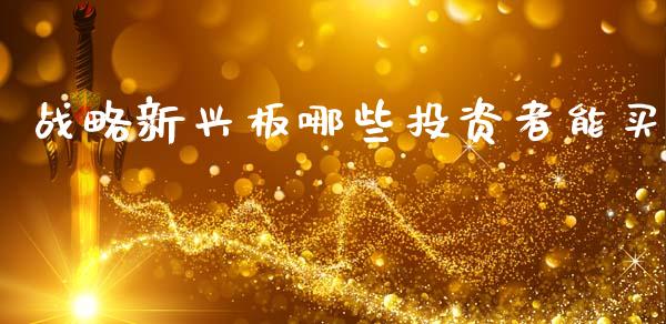 战略新兴板哪些投资者能买_https://wap.fcdydaikuan.com_理财顾问_第1张