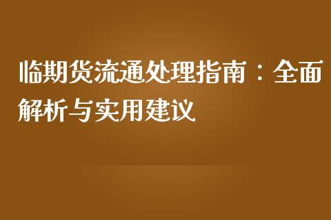 临期货流通处理指南：全面解析与实用建议_https://wap.fcdydaikuan.com_国际投资_第1张