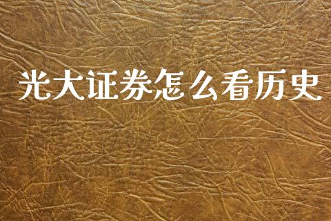 光大证券怎么看历史_https://wap.fcdydaikuan.com_投资策略_第1张