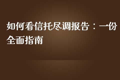 如何看信托尽调报告：一份全面指南_https://wap.fcdydaikuan.com_投资策略_第1张