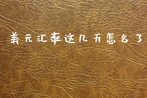 美元汇率这几天怎么了_https://wap.fcdydaikuan.com_投资策略_第1张