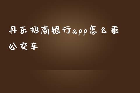 丹东招商银行app怎么乘公交车_https://wap.fcdydaikuan.com_新股数据_第1张