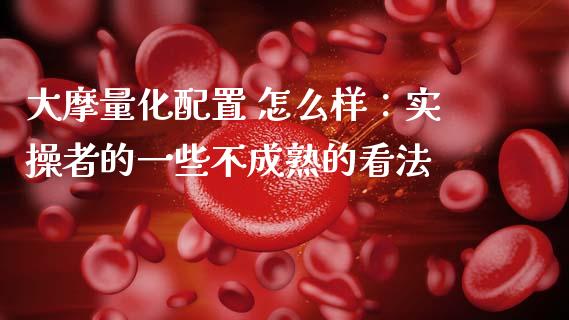 大摩量化配置 怎么样：实操者的一些不成熟的看法_https://wap.fcdydaikuan.com_金融机构_第1张