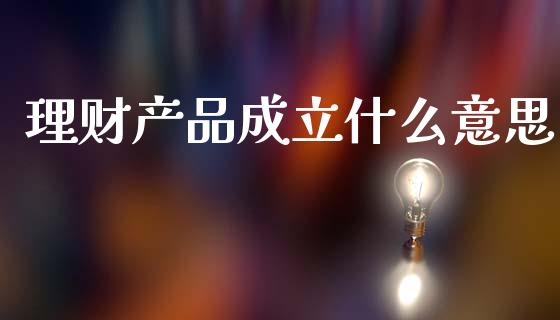 理财产品成立什么意思_https://wap.fcdydaikuan.com_理财顾问_第1张