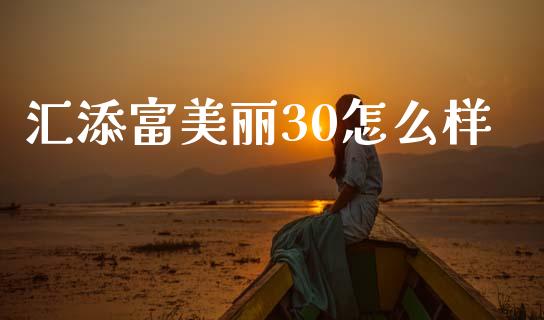 汇添富美丽30怎么样_https://wap.fcdydaikuan.com_理财顾问_第1张