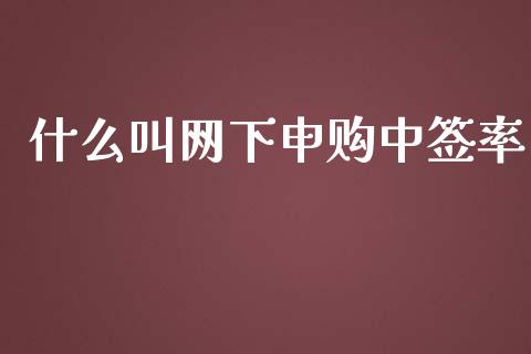 什么叫网下申购中签率_https://wap.fcdydaikuan.com_期货品种_第1张