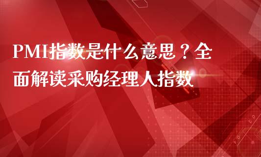 PMI指数是什么意思？全面解读采购经理人指数_https://wap.fcdydaikuan.com_金融机构_第1张