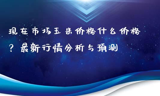 现在市场玉米价格什么价格？最新行情分析与预测_https://wap.fcdydaikuan.com_期货品种_第1张