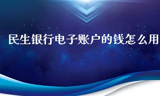 民生银行电子账户的钱怎么用_https://wap.fcdydaikuan.com_期货品种_第1张