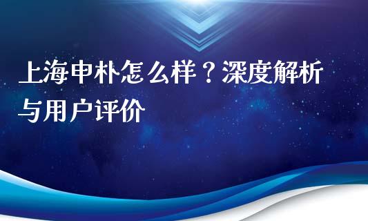 上海申朴怎么样？深度解析与用户评价_https://wap.fcdydaikuan.com_投资策略_第1张