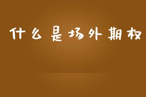 什么是场外期权_https://wap.fcdydaikuan.com_国际投资_第1张