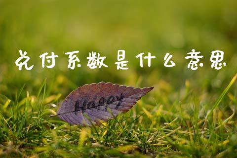 兑付系数是什么意思_https://wap.fcdydaikuan.com_理财顾问_第1张