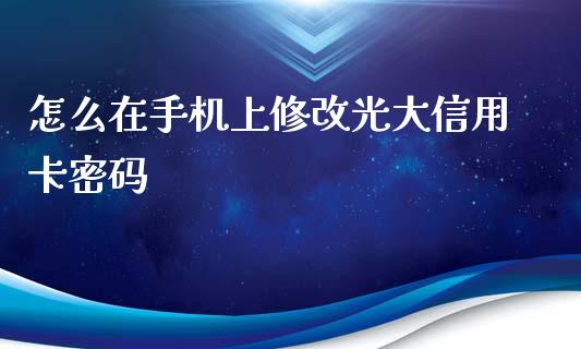 怎么在手机上修改光大信用卡密码_https://wap.fcdydaikuan.com_期货品种_第1张