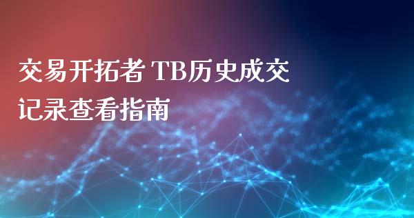 交易开拓者 TB历史成交记录查看指南_https://wap.fcdydaikuan.com_理财顾问_第1张