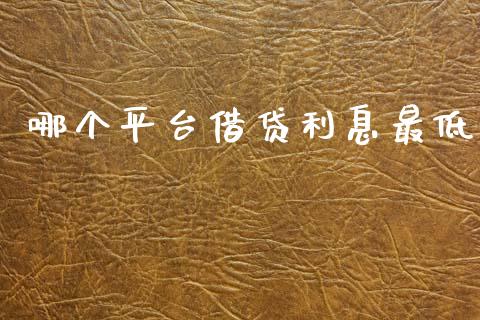 哪个平台借贷利息最低_https://wap.fcdydaikuan.com_国际投资_第1张