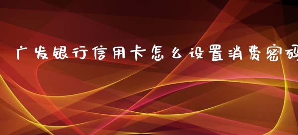 广发银行信用卡怎么设置消费密码_https://wap.fcdydaikuan.com_新股数据_第1张