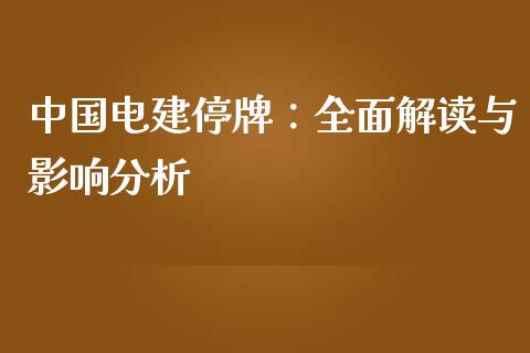 中国电建停牌：全面解读与影响分析_https://wap.fcdydaikuan.com_金融机构_第1张