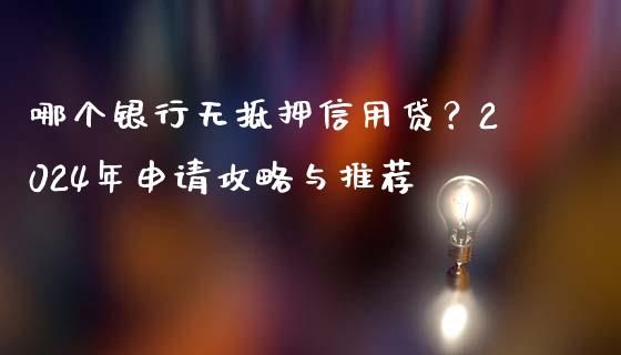 哪个银行无抵押信用贷？2024年申请攻略与推荐_https://wap.fcdydaikuan.com_期货品种_第1张