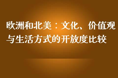 欧洲和北美：文化、价值观与生活方式的开放度比较_https://wap.fcdydaikuan.com_理财顾问_第1张