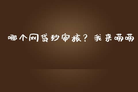 哪个网贷秒审核？我来唠唠_https://wap.fcdydaikuan.com_期货品种_第1张