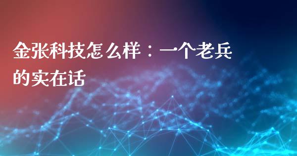 金张科技怎么样：一个老兵的实在话_https://wap.fcdydaikuan.com_投资策略_第1张