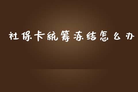 社保卡统筹冻结怎么办_https://wap.fcdydaikuan.com_投资策略_第1张