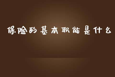 保险的基本职能是什么_https://wap.fcdydaikuan.com_新股数据_第1张