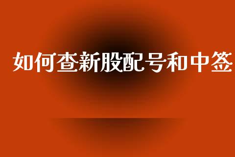 如何查新股配号和中签_https://wap.fcdydaikuan.com_理财顾问_第1张