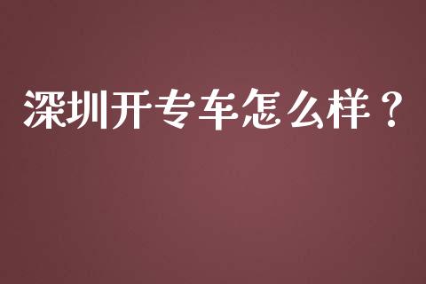 深圳开专车怎么样？_https://wap.fcdydaikuan.com_国际投资_第1张