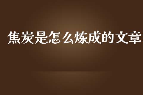 焦炭是怎么炼成的文章_https://wap.fcdydaikuan.com_理财顾问_第1张