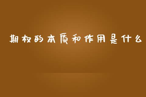 期权的本质和作用是什么_https://wap.fcdydaikuan.com_金融机构_第1张