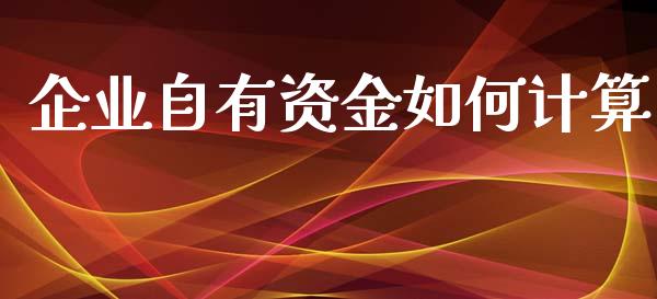 企业自有资金如何计算_https://wap.fcdydaikuan.com_国际投资_第1张