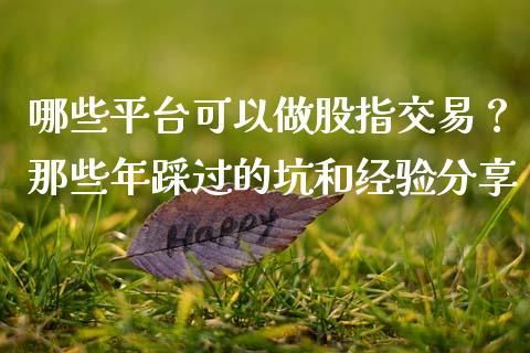 哪些平台可以做股指交易？那些年踩过的坑和经验分享_https://wap.fcdydaikuan.com_投资策略_第1张