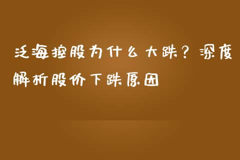 泛海控股为什么大跌？深度解析股价下跌原因_https://wap.fcdydaikuan.com_投资策略_第1张