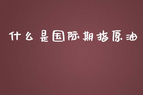 什么是国际期指原油_https://wap.fcdydaikuan.com_金融机构_第1张