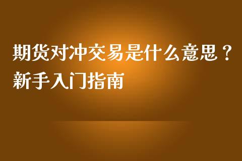 期货对冲交易是什么意思？新手入门指南_https://wap.fcdydaikuan.com_理财顾问_第1张