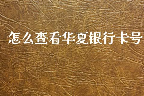怎么查看华夏银行卡号_https://wap.fcdydaikuan.com_新股数据_第1张