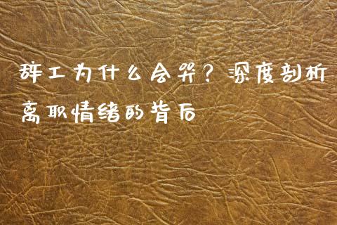辞工为什么会哭？深度剖析离职情绪的背后_https://wap.fcdydaikuan.com_国际投资_第1张