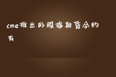 cme推出的股指期货合约有_https://wap.fcdydaikuan.com_期货品种_第1张