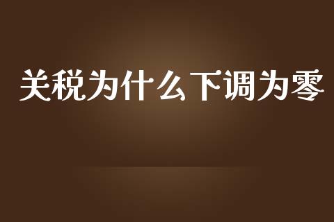 关税为什么下调为零_https://wap.fcdydaikuan.com_投资策略_第1张