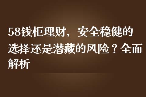 58钱柜理财，安全稳健的选择还是潜藏的风险？全面解析_https://wap.fcdydaikuan.com_期货品种_第1张