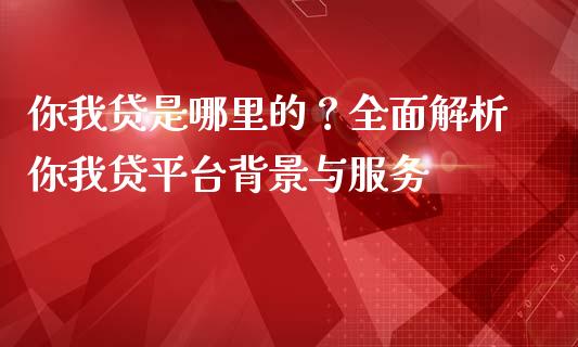你我贷是哪里的？全面解析你我贷平台背景与服务_https://wap.fcdydaikuan.com_投资策略_第1张