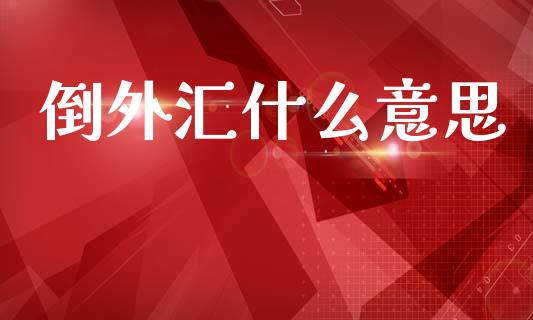 倒外汇什么意思_https://wap.fcdydaikuan.com_国际投资_第1张
