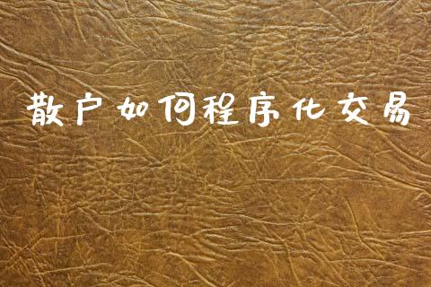 散户如何程序化交易_https://wap.fcdydaikuan.com_新股数据_第1张