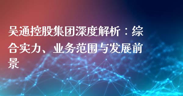 吴通控股集团深度解析：综合实力、业务范围与发展前景_https://wap.fcdydaikuan.com_金融机构_第1张