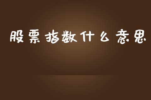 股票指数什么意思_https://wap.fcdydaikuan.com_期货品种_第1张