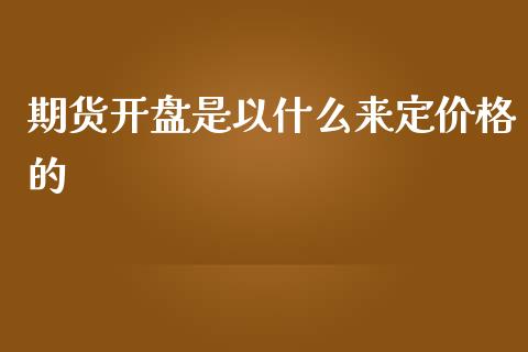 期货开盘是以什么来定价格的_https://wap.fcdydaikuan.com_投资策略_第1张