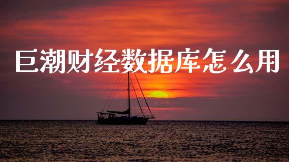 巨潮财经数据库怎么用_https://wap.fcdydaikuan.com_投资策略_第1张