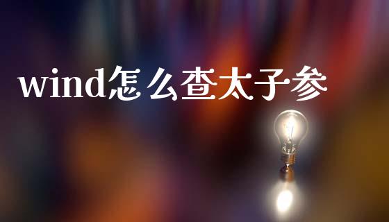wind怎么查太子参_https://wap.fcdydaikuan.com_理财顾问_第1张